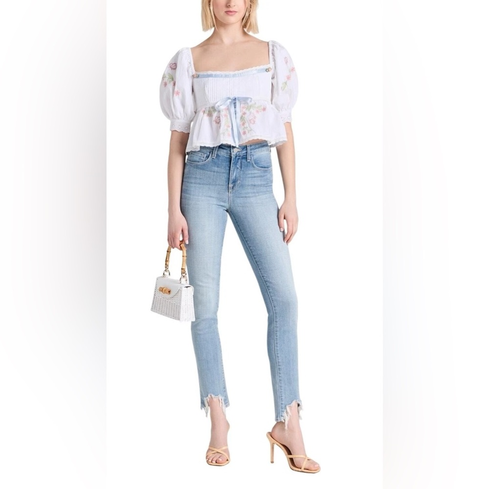 L’AGENCE Bowen High Rise Skinny Jeans Women’s Size 27 Light Wash Frayed Hem